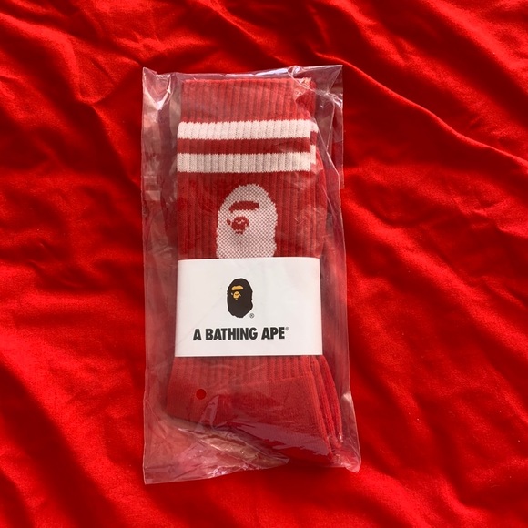 Bape Other - Red BAPE College Socks